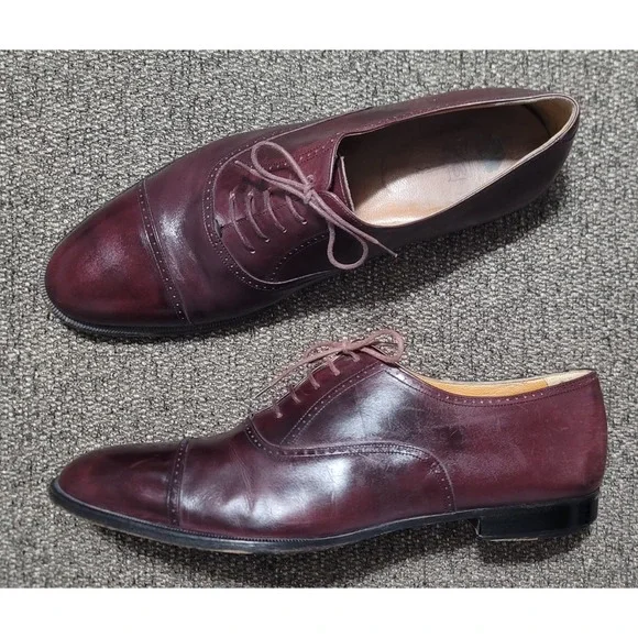 Santoni‎ S/2 Men's Burgundy Cap Toe Vero Cuoio Sole Dress Shoes 81102 Size 14 D